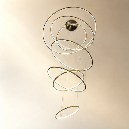 WOMO Large Tiered Ring LED Foyer Chandelier-WM2160