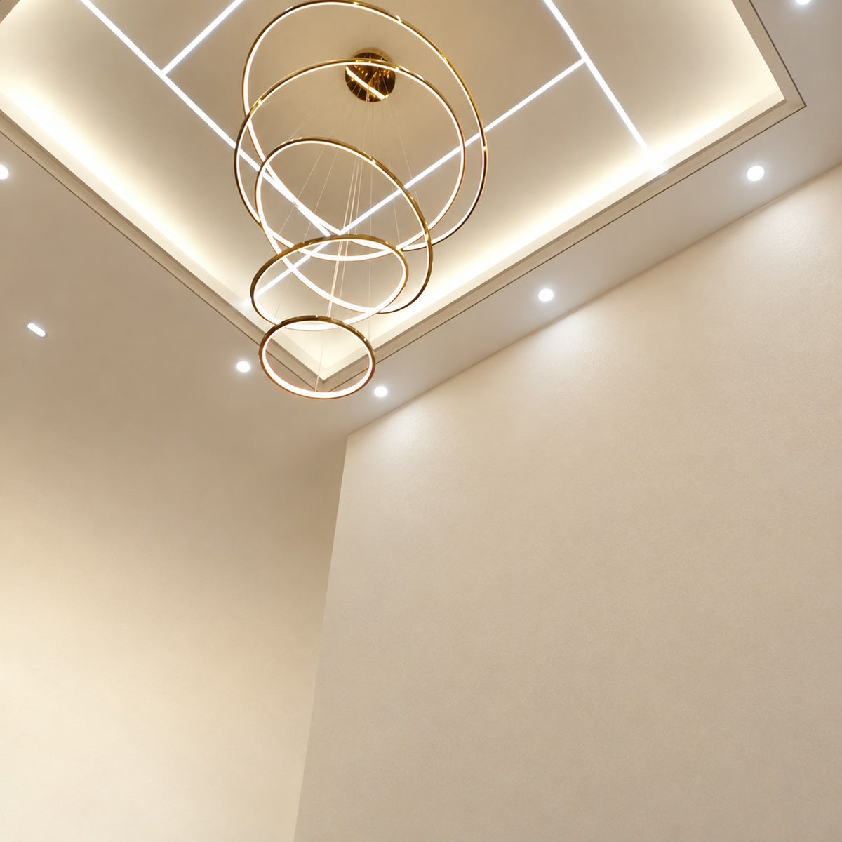 WOMO Large Tiered Ring LED Foyer Chandelier-WM2160
