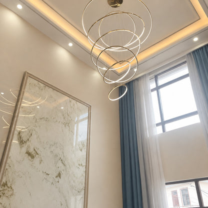 WOMO Large Tiered Ring LED Foyer Chandelier-WM2160