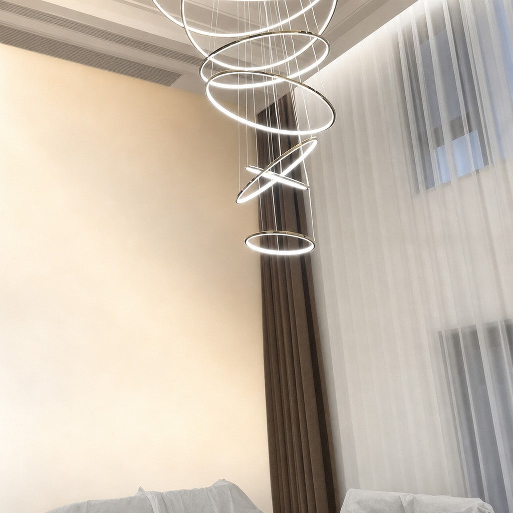 WOMO Large Tiered Ring LED Foyer Chandelier-WM2160