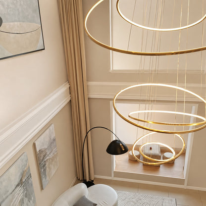 WOMO Large Tiered Ring LED Foyer Chandelier-WM2160