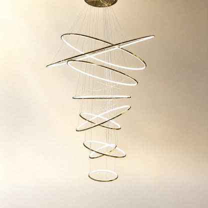 WOMO Large Tiered Ring LED Foyer Chandelier-WM2160