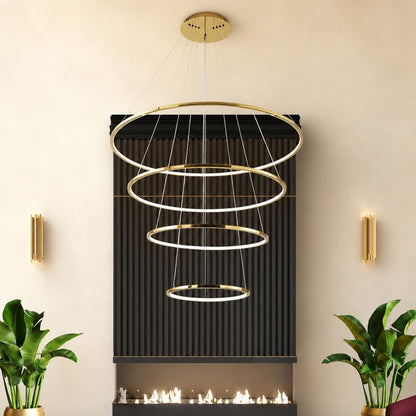 WOMO Large Tiered Ring LED Foyer Chandelier-WM2160
