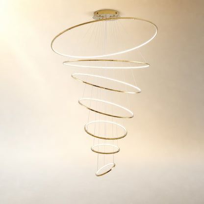 WOMO Large Tiered Ring LED Foyer Chandelier-WM2160
