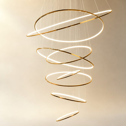 WOMO Large Tiered Ring LED Foyer Chandelier-WM2160