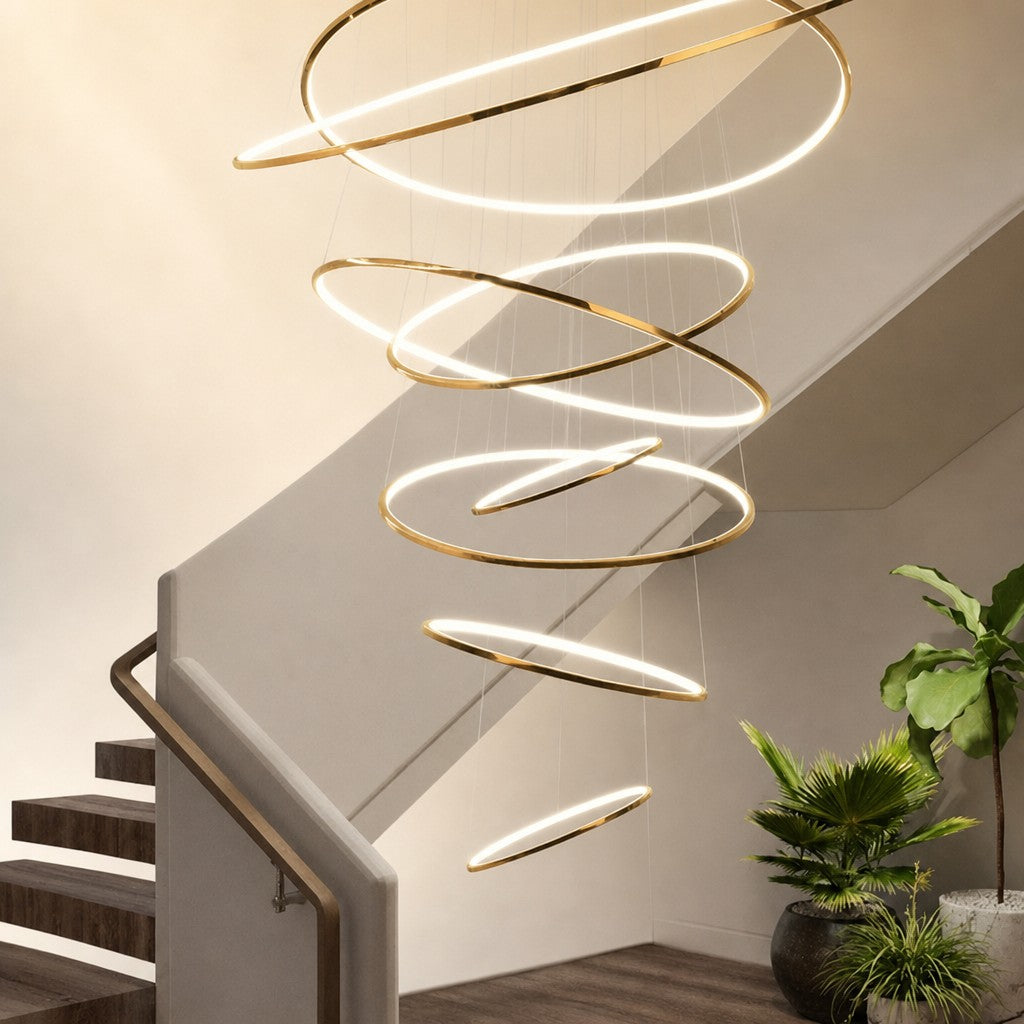 WOMO Large Tiered Ring LED Foyer Chandelier-WM2160