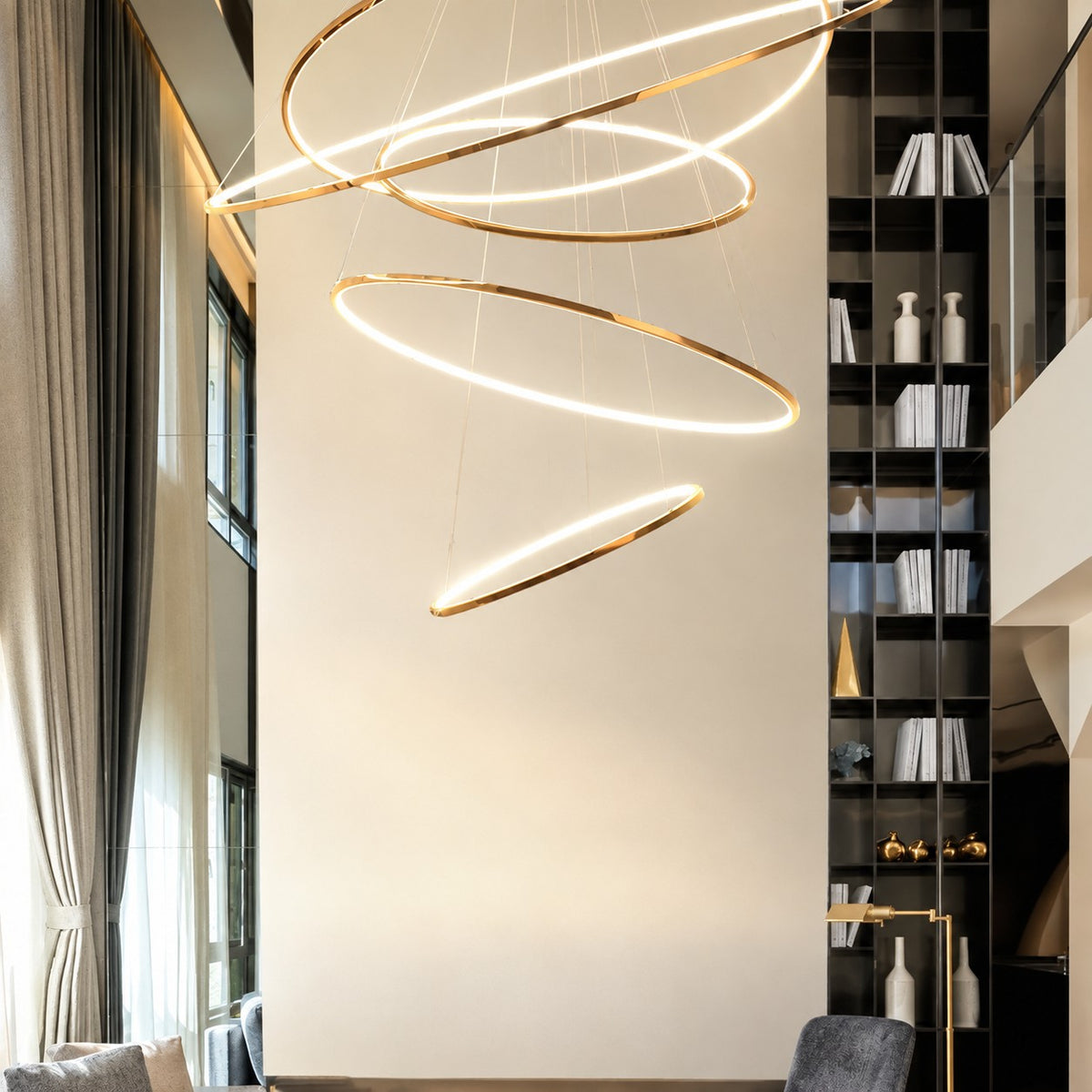 WOMO Large Tiered Ring LED Foyer Chandelier-WM2160