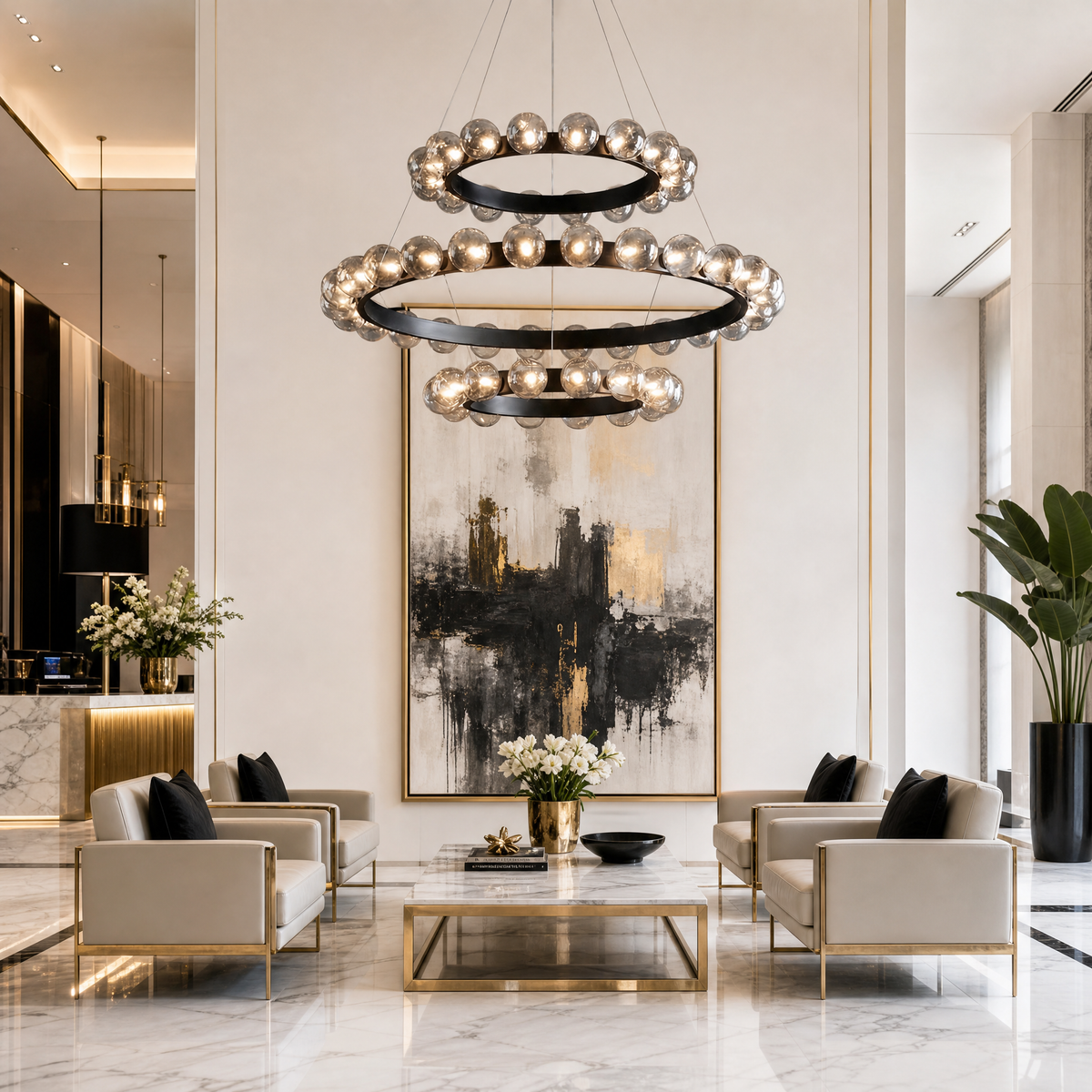 Kaien Bubbles 3-Tier Nested Glass Chandelier