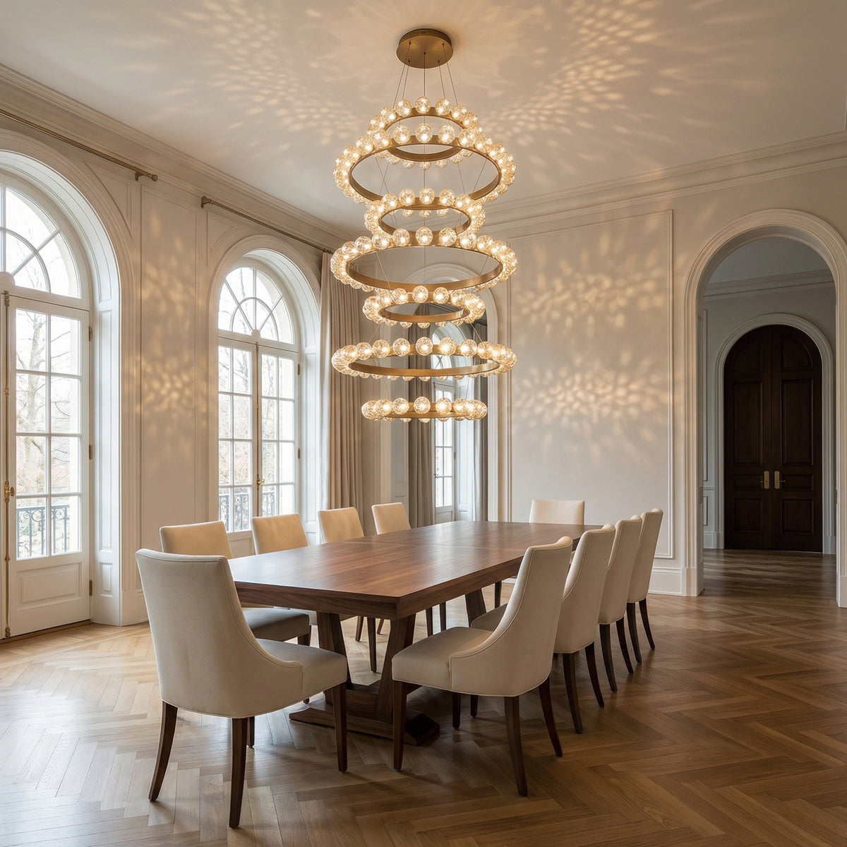 Ellison Glass Bubble Tiered Ring Chandelier