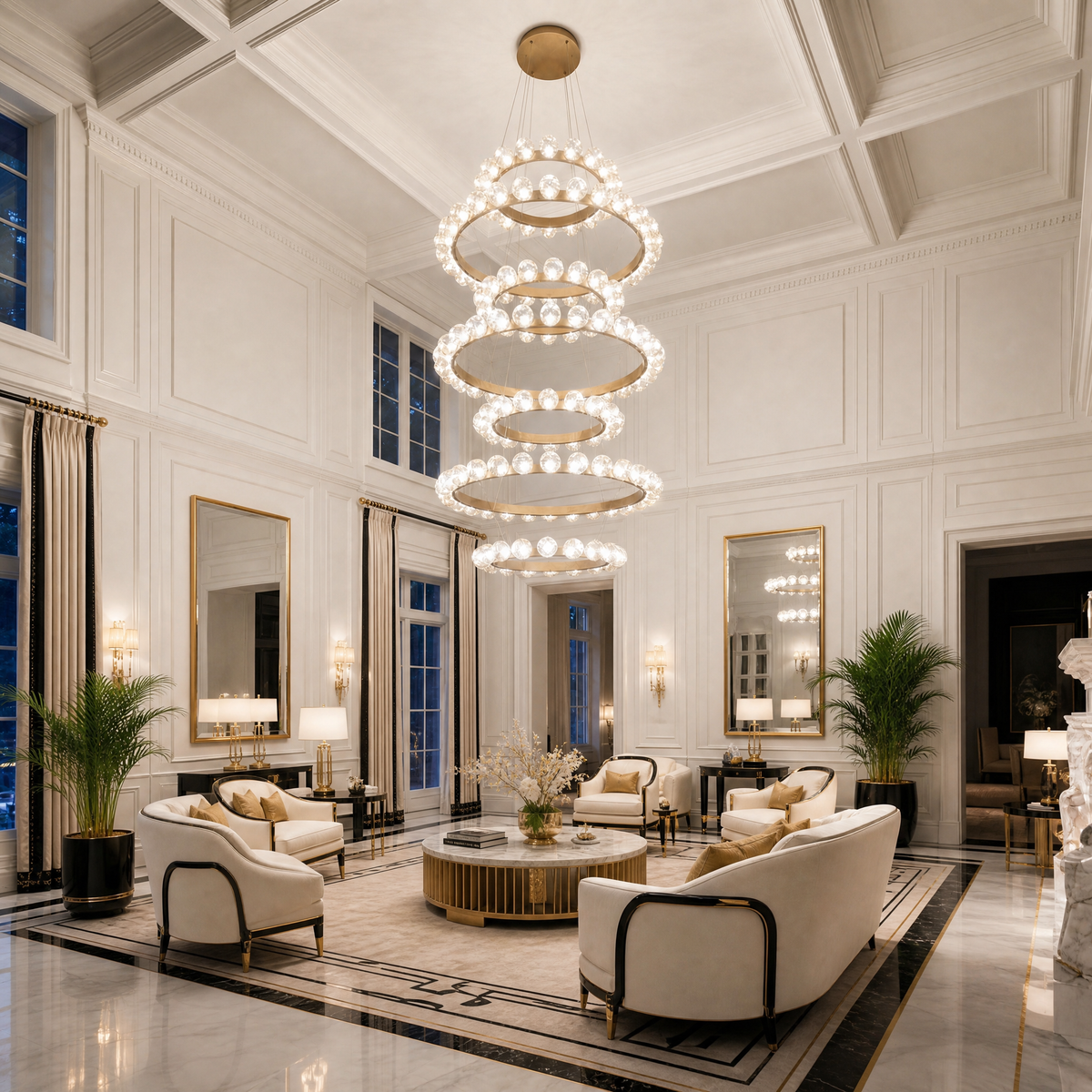 Ellison Glass Bubble Tiered Ring Chandelier