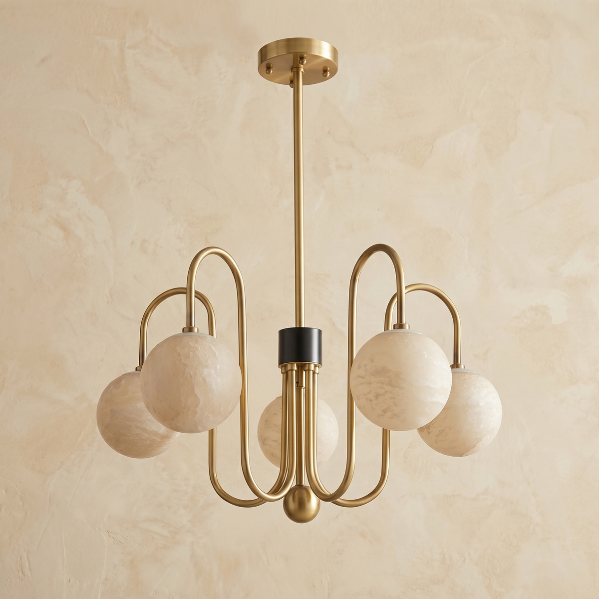 Brass Arc Alabaster Pendant Light
