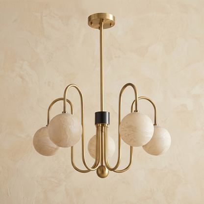 Brass Arc Alabaster Pendant Light