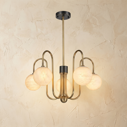 Brass Arc Alabaster Pendant Light