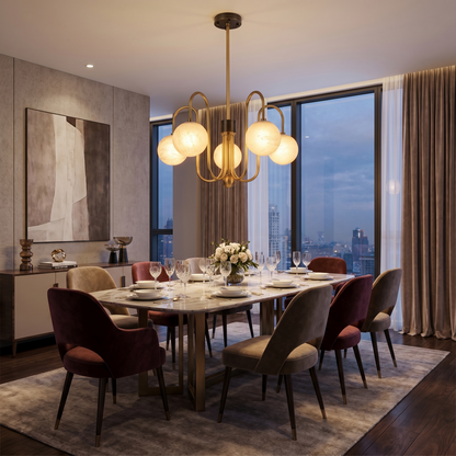 Brass Arc Alabaster Pendant Light