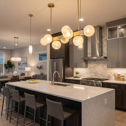 Brass Multi-orb Alabaster Pendant Light