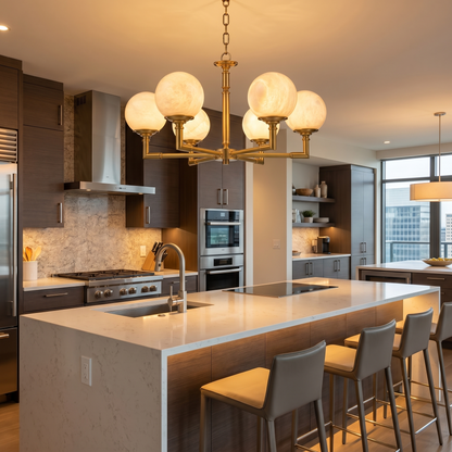 Brass Orb Classic Alabaster Pendant Light