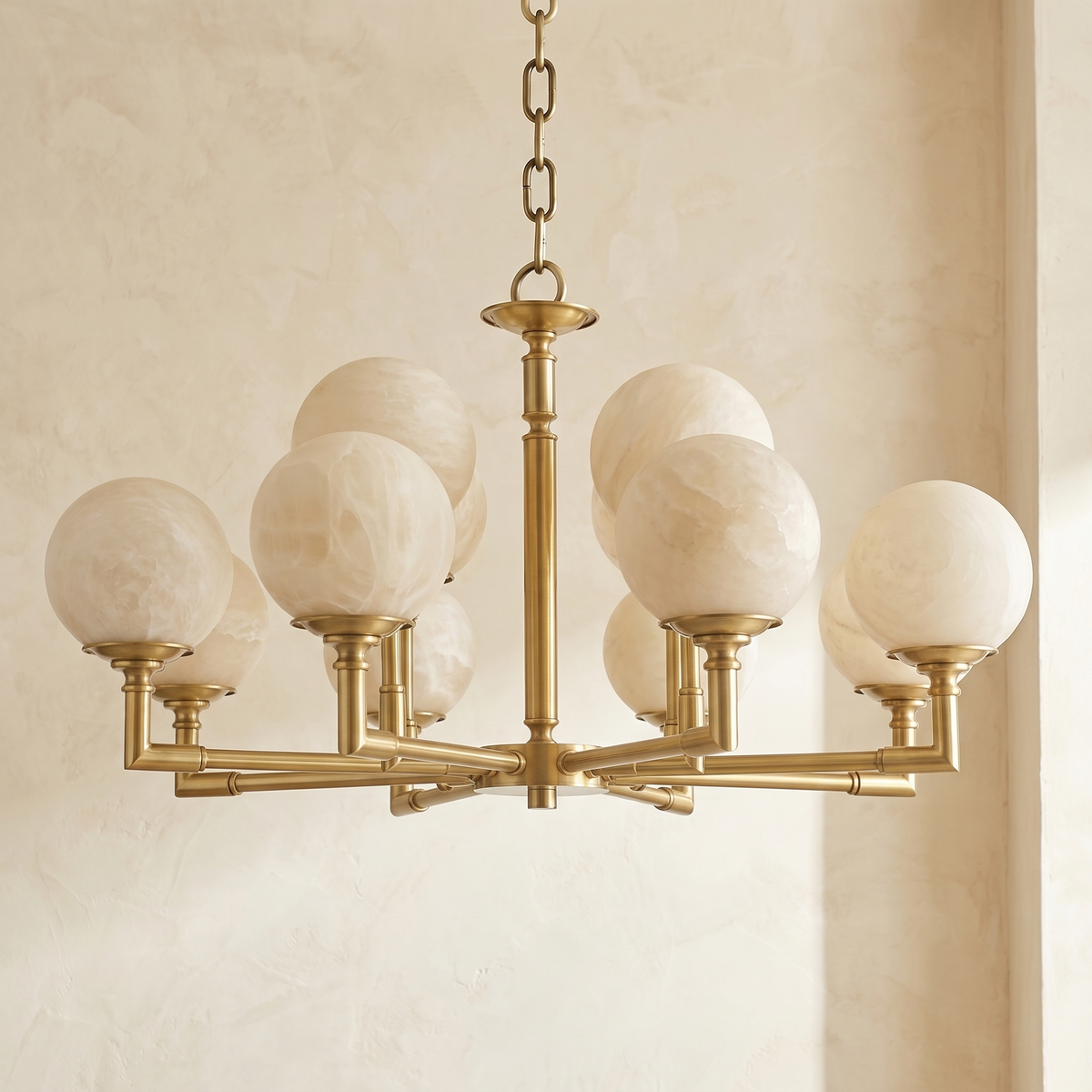 Brass Orb Classic Alabaster Pendant Light
