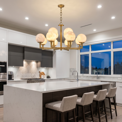 Brass Orb Classic Alabaster Pendant Light