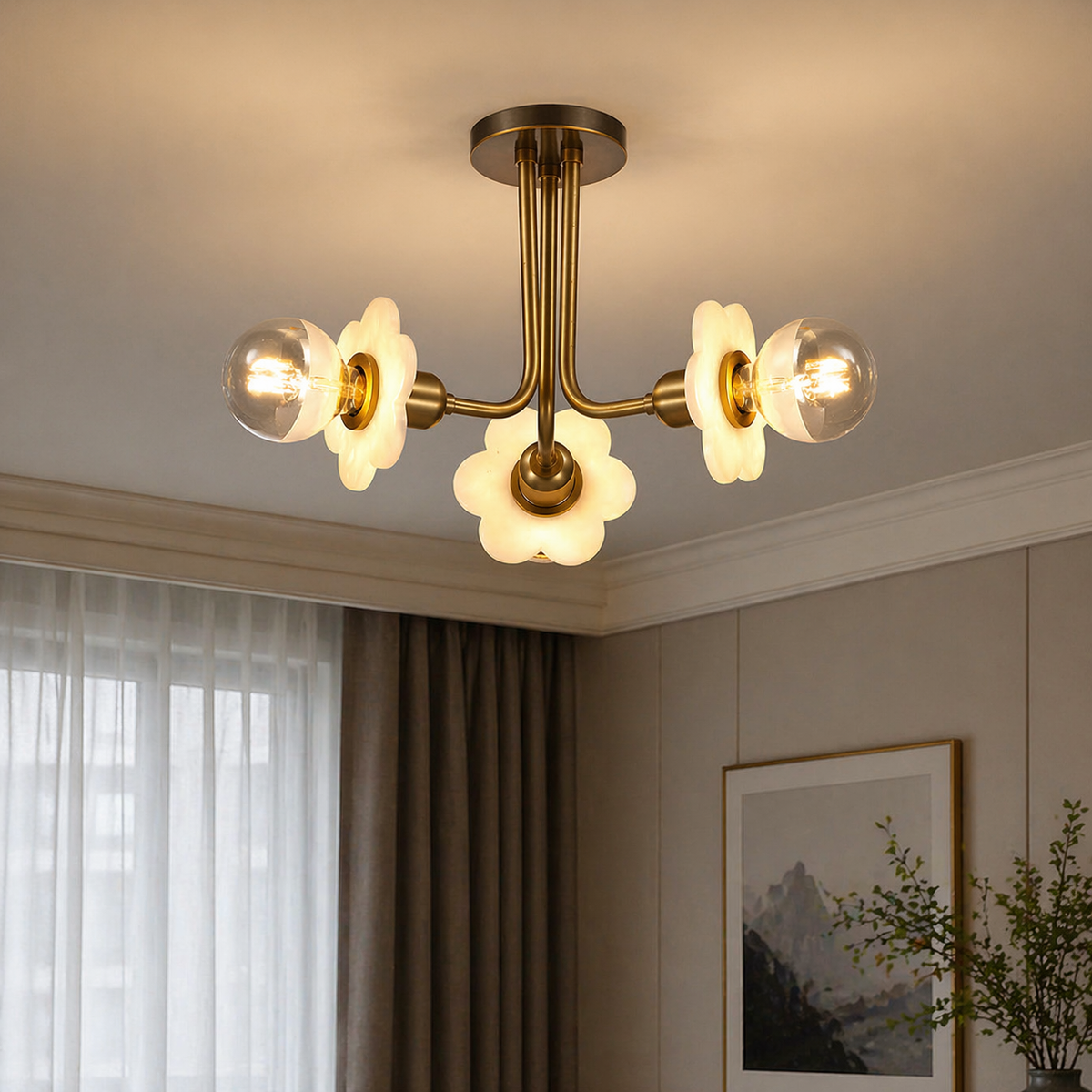 Ceiling 3-orb Alabaster