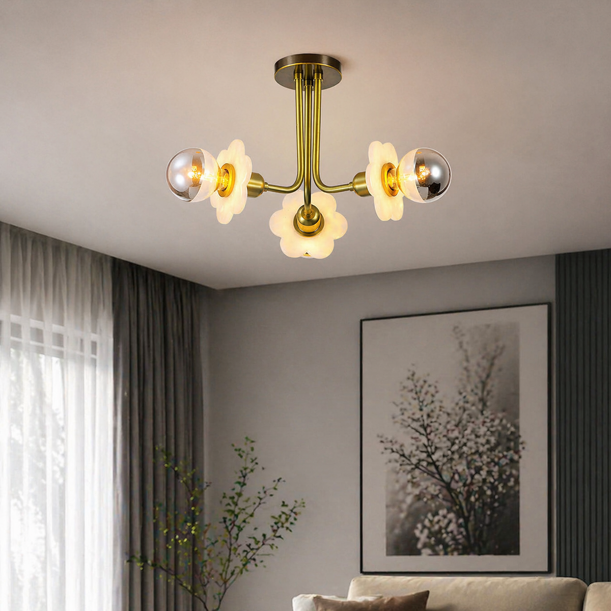 Ceiling 3-orb Alabaster