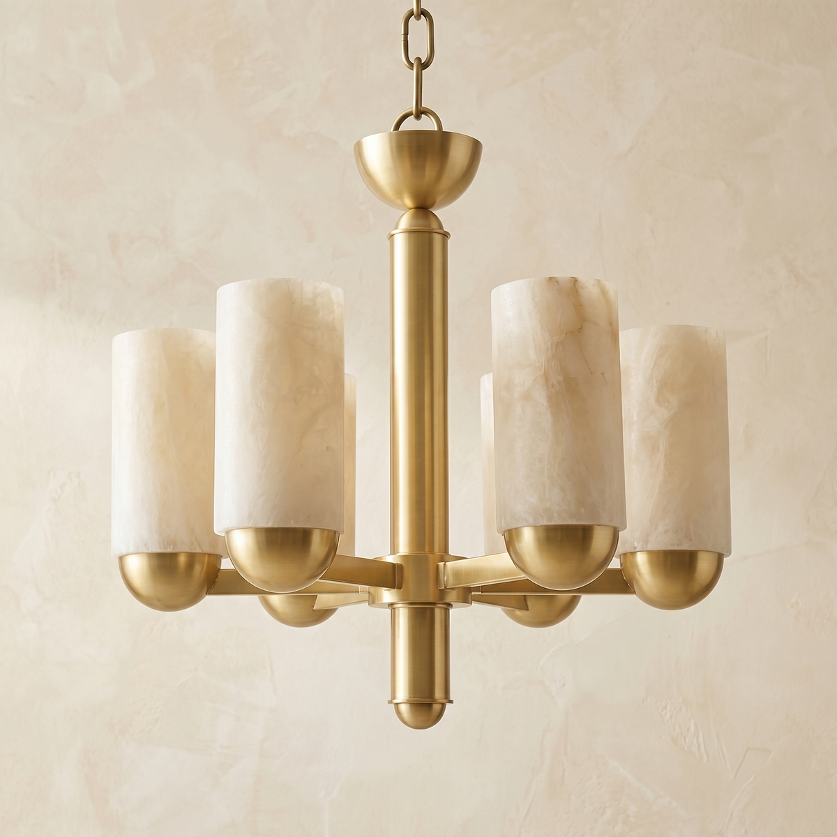 Cylinder Shade Alabaster Pendant Light