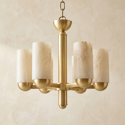 Cylinder Shade Alabaster Pendant Light