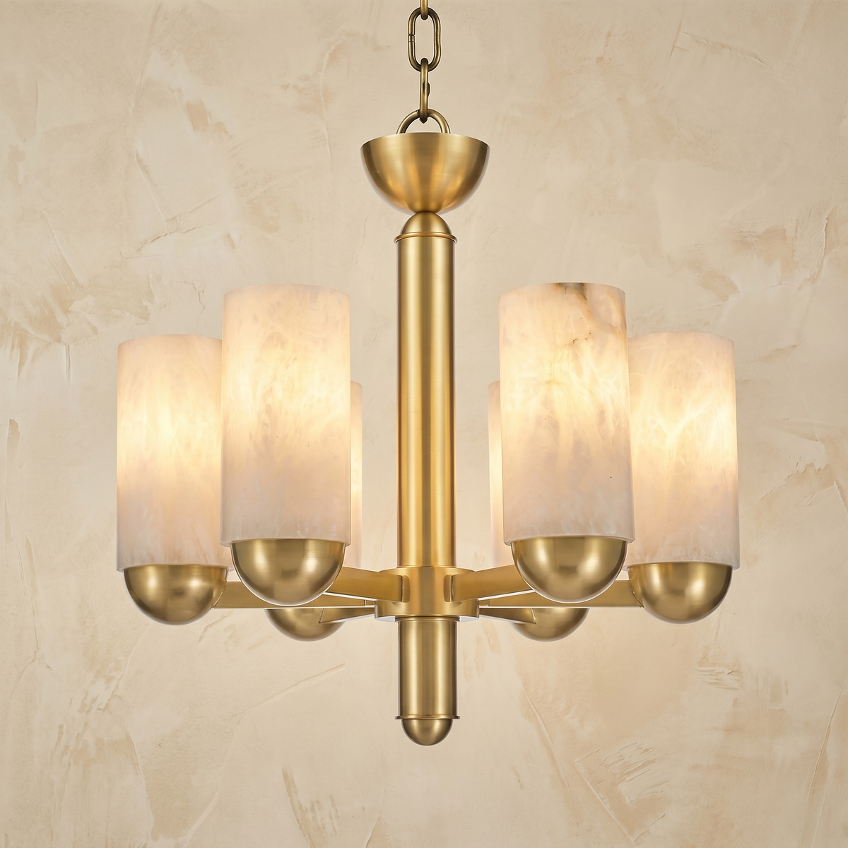 Cylinder Shade Alabaster Pendant Light