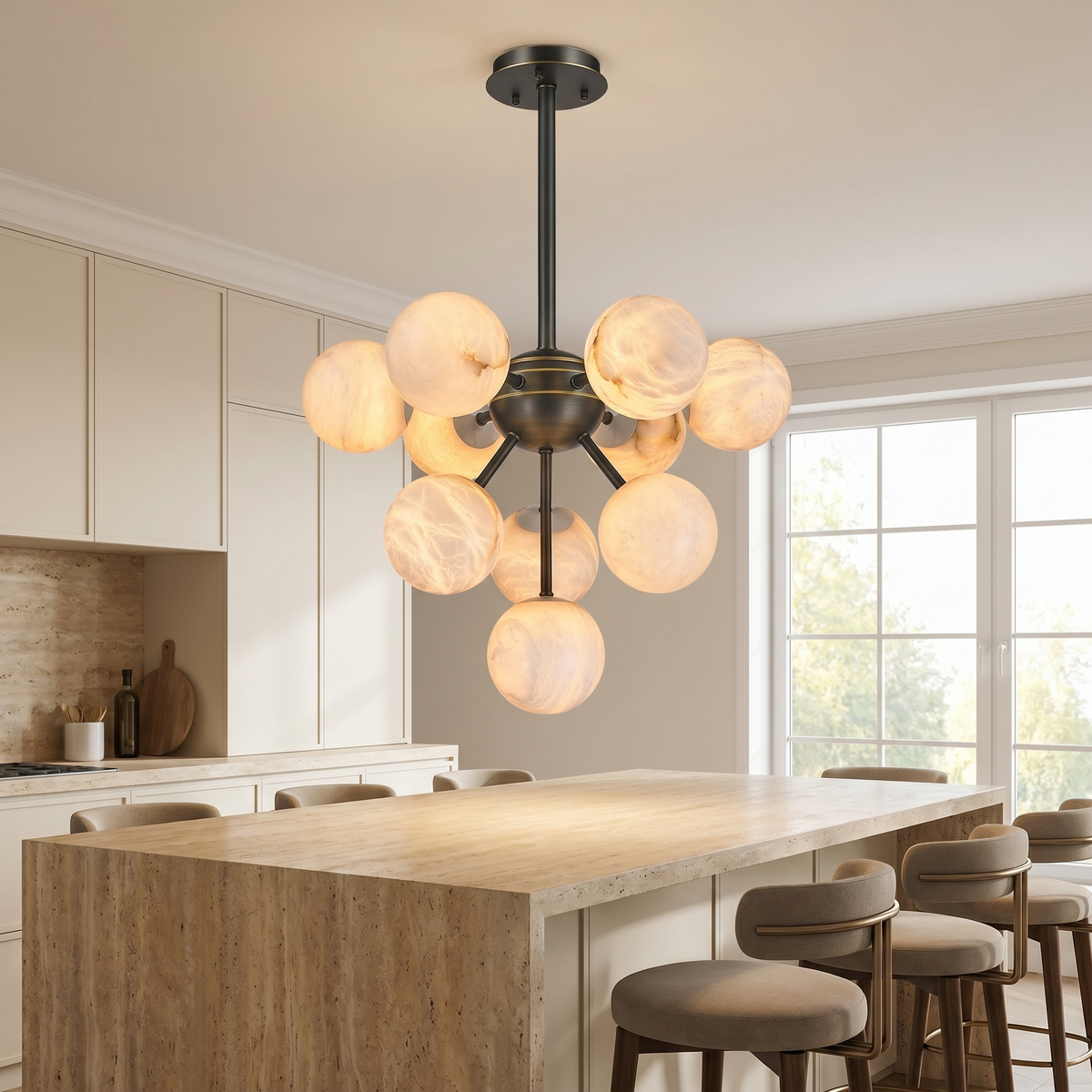 Orb Cluster Alabaster Pendant Light