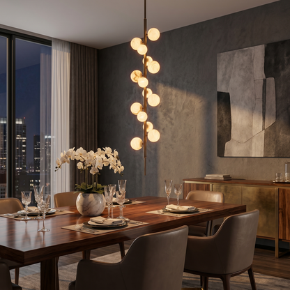 Vertical Orb Cascade Alabaster Pendant Light