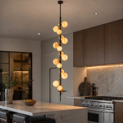 Vertical Orb Cascade Alabaster Pendant Light