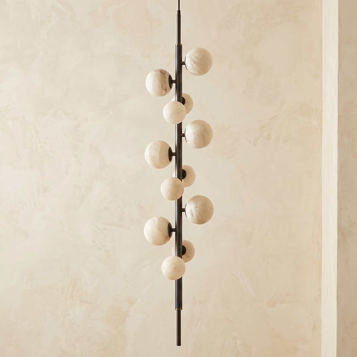 Vertical Orb Cascade Alabaster Pendant Light