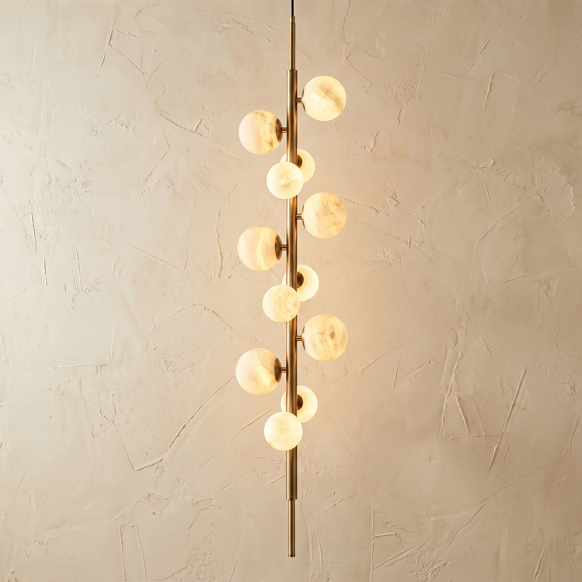 Vertical Orb Cascade Alabaster Pendant Light