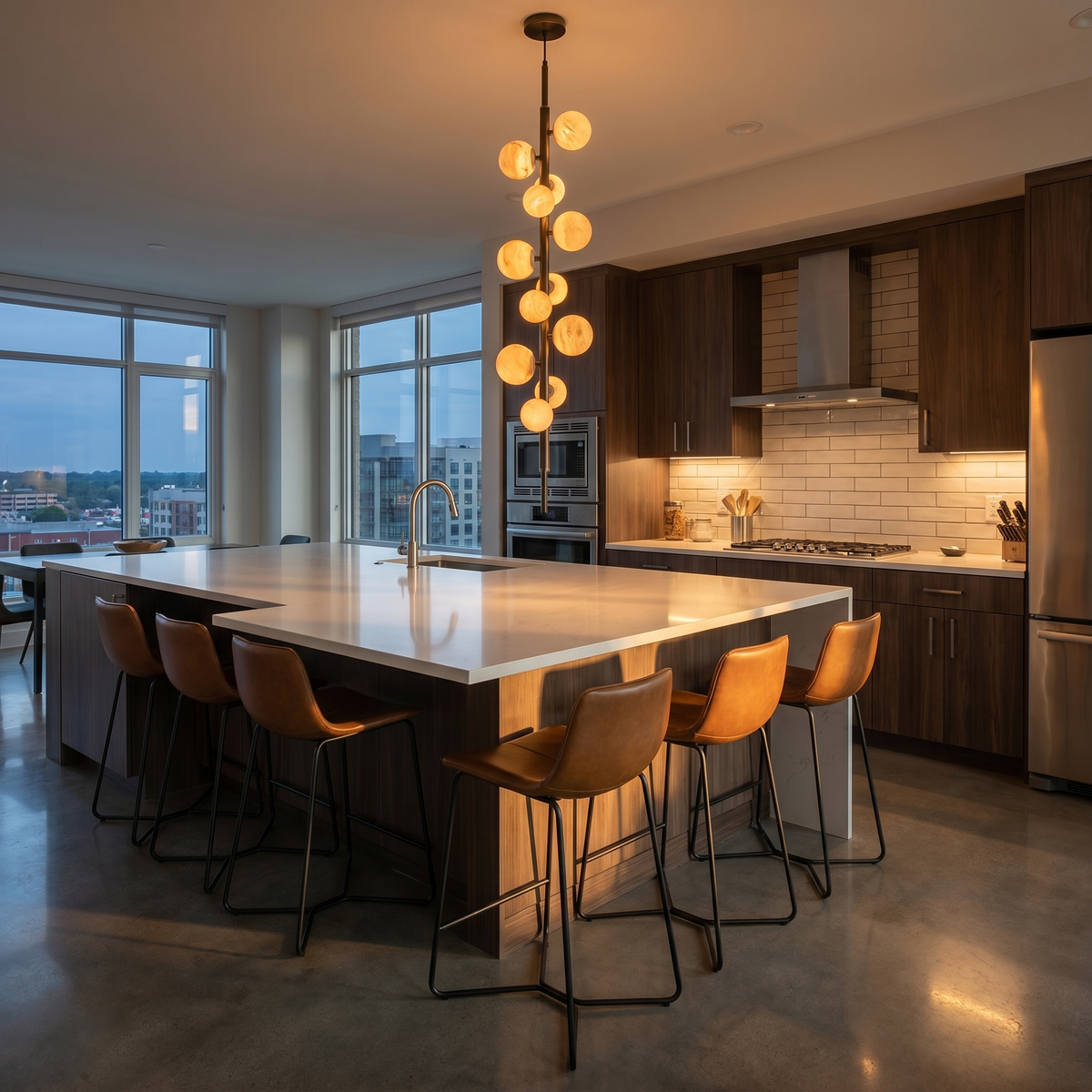 Vertical Orb Cascade Alabaster Pendant Light