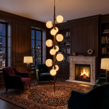 Vertical Orb Cascade Alabaster Pendant Light