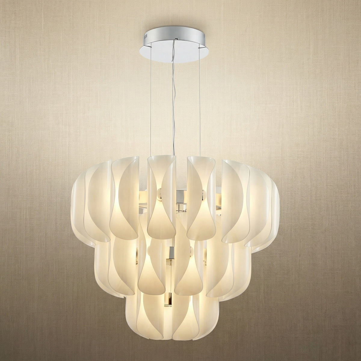 Ilyia Tiered Modern Glass Chandelier 31" D