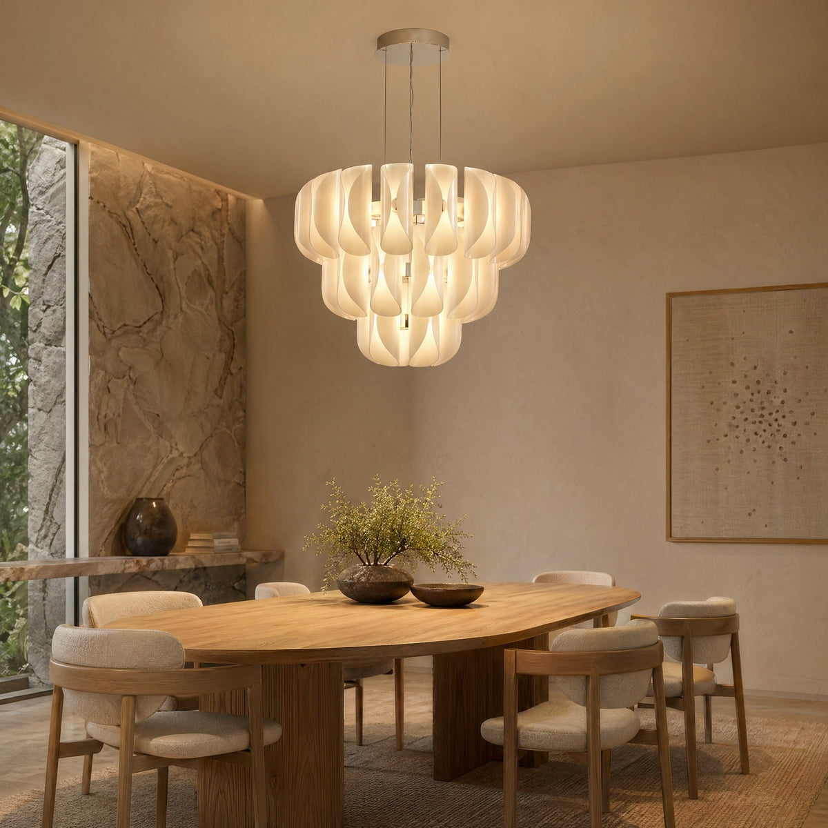 Ilyia Tiered Modern Glass Chandelier 31" D