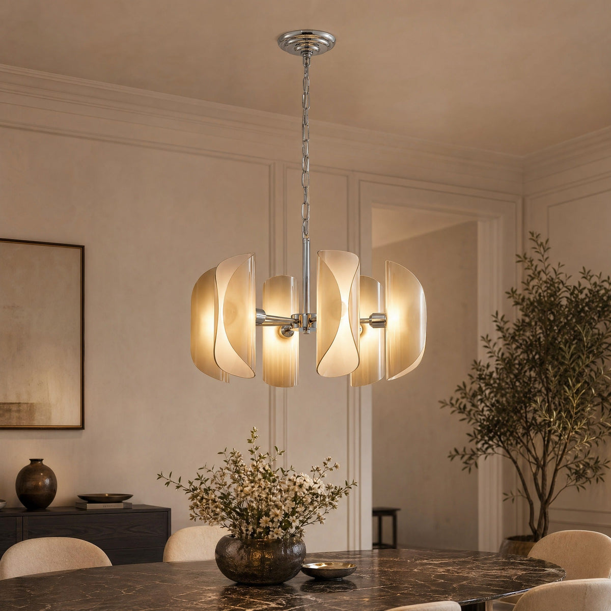 Ilyia Modern Chrome Glass Pendant Light