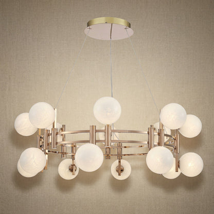Arien Frosted Glass Globe Round Chandelier 39.4"