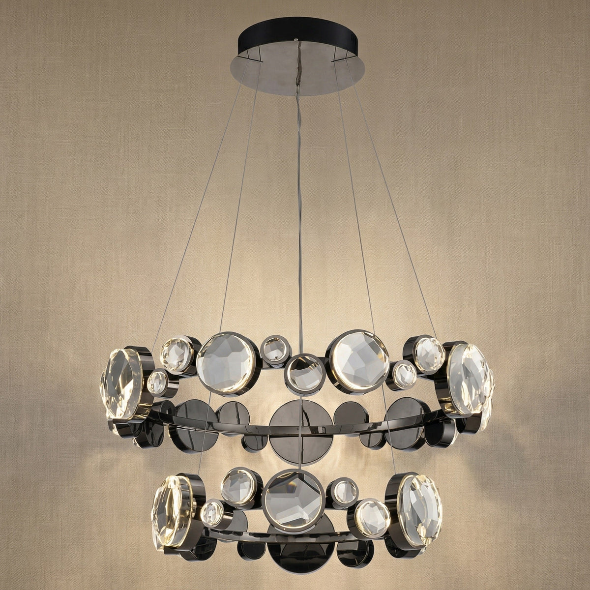 Gween Two Ring Modern Crystal Chandelier