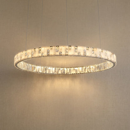Isaen Crystal&Alabaster Round Ring Chandelier