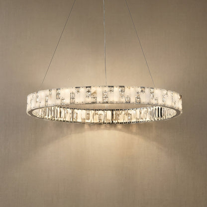 Isaen Crystal&Alabaster Round Ring Chandelier