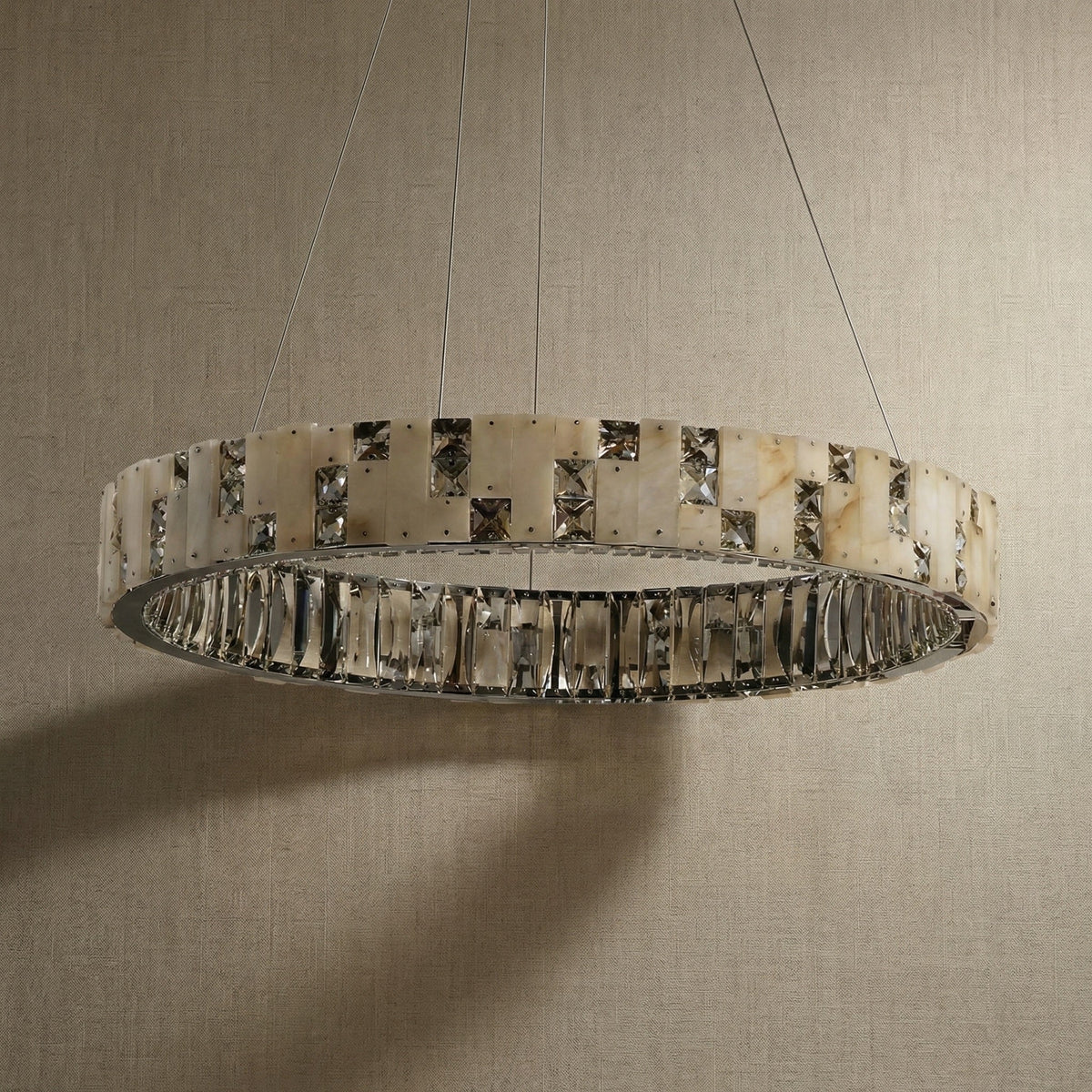 Isaen Crystal&Alabaster Round Ring Chandelier