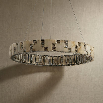 Isaen Crystal&Alabaster Round Ring Chandelier