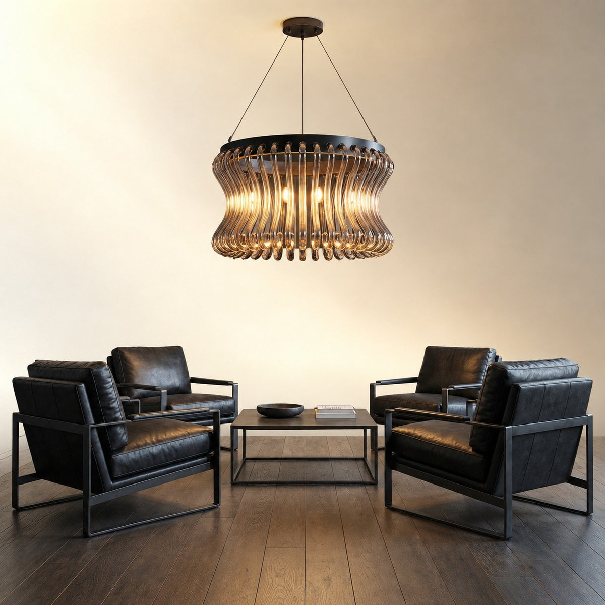 Yorior Glass Round Chandelier 21.6"D