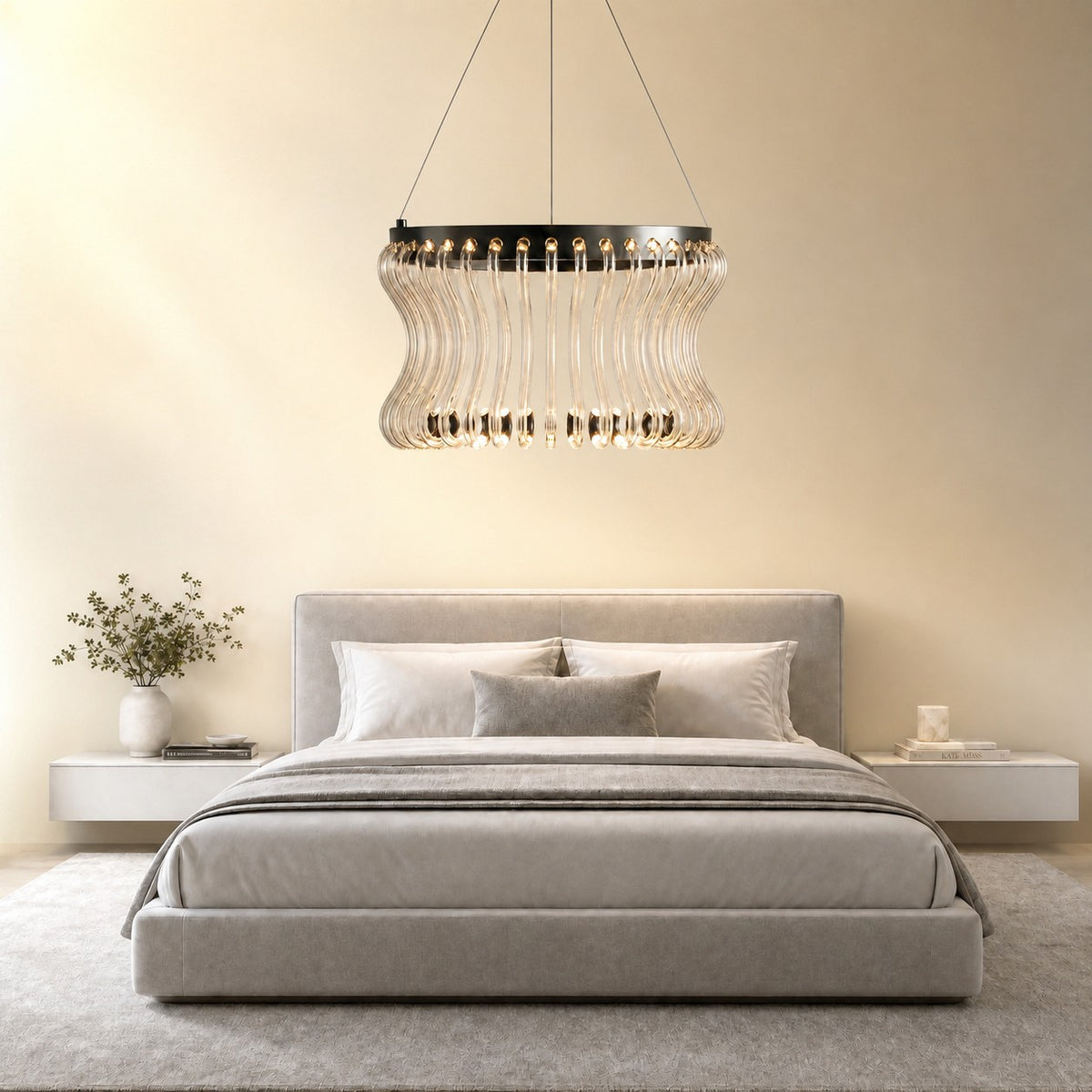 Yorior Glass Round Chandelier 21.6"D