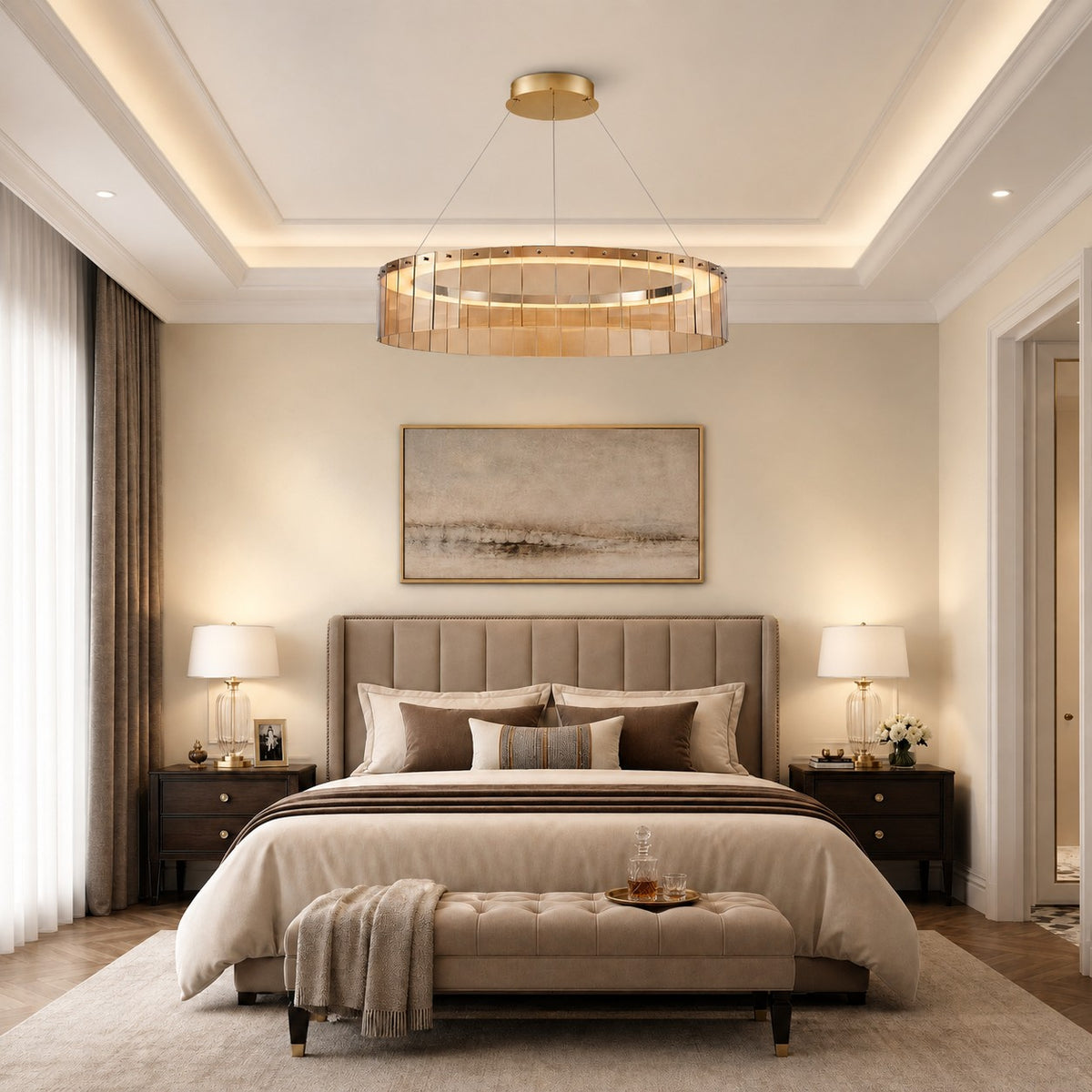 Zaevan Glass Circular Chandelier 39"