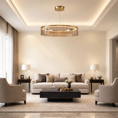Zaevan Glass Circular Chandelier 39"