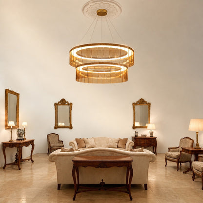 Zaevan Glass Tiered Chandelier 39"