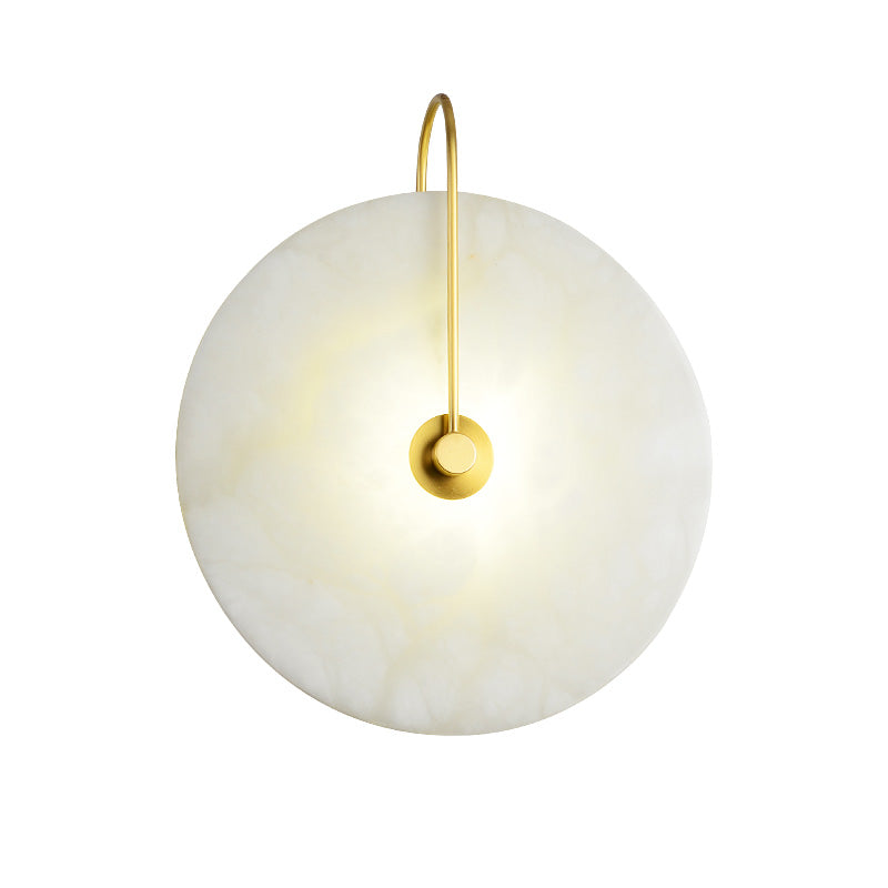 Alabaster Round Bedroom Bedside Wall Sconce - thebelacan