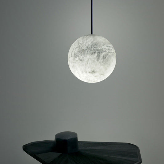 Luna Alabaster Sphere Staircase Chandelier, Multi Pendant Light